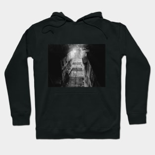 Black and White Dark Porto Street Alley, Portugal, Photography Hoodie